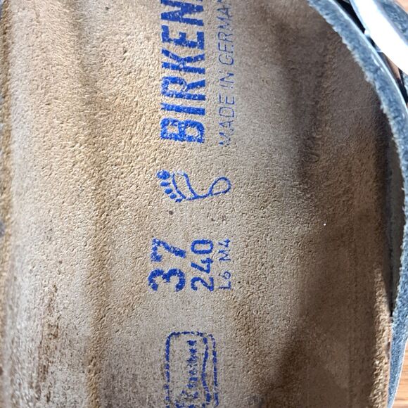 Birkenstock Gizeh Women 37 6 6.5 Silver Birko-Flor Thong Sandals Vegan Leather - Picture 8 of 11